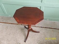 Beautiful Mahogany Octagon Tilt Top Pedestal Tripod Lamp Table Plant Stand picture