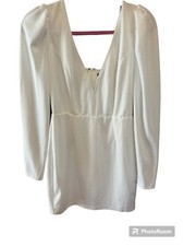 Lulus Bodycon Mini Dress Size M White Treasure Forever Long Sleeve Sexy Low Cut picture