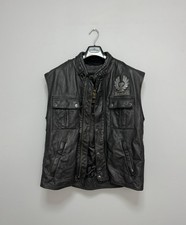 Rare Belstaff North Circular Road Leather Vest Men's Motorcycle Biker Black XXL picture