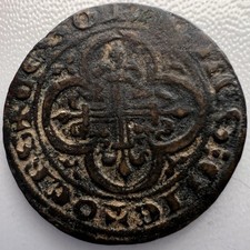 Medieval French Jeton 15th Century Tournai Shield & Cross Fleury Coin picture