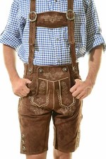 Bavarian Oktoberfest Lederhosen Shorts German Tracht Outfit dark brown #BERG picture