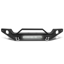 For 18-22 Jeep Wrangler JL Steel Front Bumper w/LED Bar+D-Shackle+Fog Light Hole picture