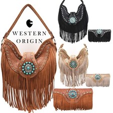 Western Purse Women’s Fringe Hobo Handbag Country Shoulder Bag Wallet Set picture