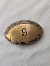 RARE 1920s VINTAGE HARVARD UNIVERSITY BRASS FOOTBALL COACH BADGE PIN- ATHLETICS  picture