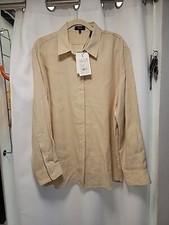 THEORY Zack Classic Linen Tint Button Down Shirt Large Long Sleeve NWT $295 picture