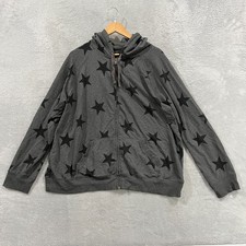 Torrid Hoodie Womens Size 2 Charcoal Gray Black Star Print Fleece Lined Full Zip picture