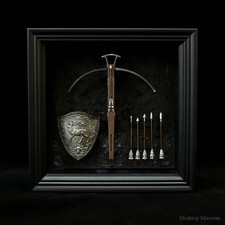 Handcrafted Medieval European Bow and & Crossbow Action Figure Weapon Wall Art picture