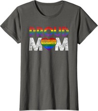 Proud Mom Rainbow Hearts Quote Design For LGBT Ladies' Crewneck T-Shirt picture