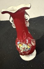 VINTAGE MURANO VASE W/RAISED RELIEF picture