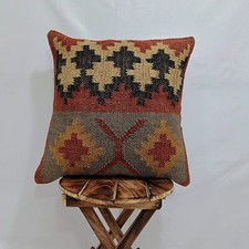 Indian Handmade Vintage Cushions Kilim Pillow Jute Cushion Cover Throw picture