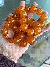 Vintage Pressed Amber Necklace 140g 34” Large Graduated Beads Screw Clasp picture