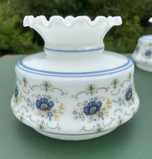 1 VTG Beautiful 7” Fitter Abigail Adams Blue Florals Hurricane Glass Lamp Shade picture