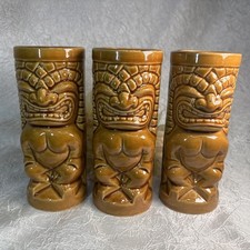 3 Vintage Mai Kai Tiki Mugs Two Tone Mara Amu Polynesian Restaurant Barware A picture