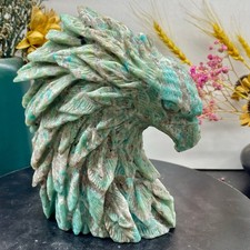 3.46LB Natural Amazonite Carved Eagle Figurine Hand Carved Crystal Hawk Reiki He picture