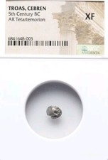 Troas Cebren Tetartemorion Ram Head NGC XF Ancient Silver Coin picture