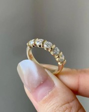 2.50Ct Round Natural Diamond Half Eternity Wedding Band 14K Solid Yellow Gold 7 picture