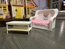 Vintage 1983 Barbie Dream House Wicker Living Room Pieces-NOT COMPLETE*** picture
