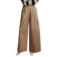 NWT Anthropologie Du Paradis Pleated Wide-Leg Cargo Pants size Large in Beige picture
