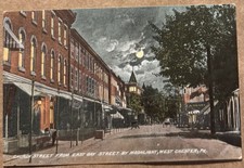 1910 West Chester Pa, Church Street East Gay Moonlight Chester County,  Postcard picture