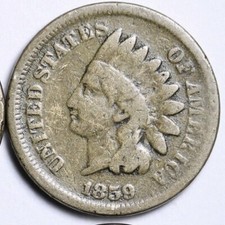 1859 CN INDIAN HEAD CENT PENNY G/VG  LOWEST PRICES ON THE BAY = picture