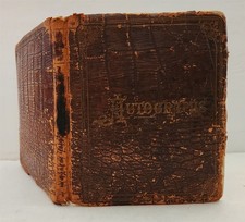 1880s antique AUTOGRAPH ALBUM nh boston ma MARY BURDETT FAMILY fraktur bookplate picture