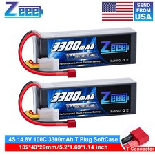 2xZeee 4S Lipo Battery 3300mAh 14.8V 100C T Plug for RC Car Heli Plane UAV Drone picture