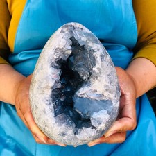 5.58LB Natural Blue Celestite Geode Quartz Crystal Mineral Specimen Healing picture