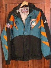 Vintage 90s Miami Dolphins Apex One Pro Line NFL Hooded Puffer Jacket Mens XL picture