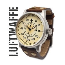 WW2 Military Watch Vintage Luftwaffe Swiss Quartz 10 ATM - White picture