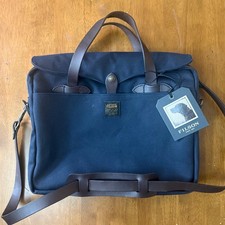 Filson 256 Original Briefcase 20195528 Navy NWT Made USA Brass Leather picture
