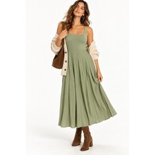 Few Moda Pistachio Viscose Knit Pleated Midi Dress Size L NWT picture