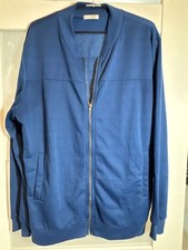 Coofandy Mens Large Blue Full-Zip Sweat Long Slv Lightweight Cotton Blend  37-19 picture