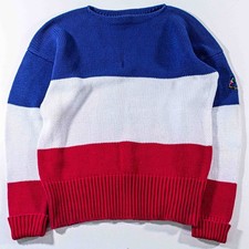 Vintage Polo Ralph Lauren 1987 Cross Flags Sweater Colorblock Lo Life Large VTG picture