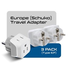 Ceptics USA to Germany, France (Schuko) Travel Adapter - Type E/F (CT-9, 3 PK) picture