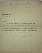 1892 Congressman Tom L. Johnson Signed Letter on U.S. House Letterhead – Future picture