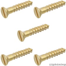 Slotted Flat Head Wood Screw Solid Commercial Brass #9X1-1/2