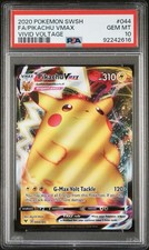 2020 POKEMON SWORD & SHIELD VIVID VOLTAGE #044 FULL ART PIKACHU VMAX PSA 10 picture