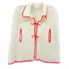 Vintage 90s Handmade Girls White Sweater Knit Cape picture