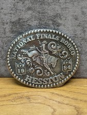 VTG 1984 Hesston Finals Rodeo Brass Belt Buckle Adult picture