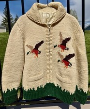 Vintage 1950’s Mary Maxim Cowichan Wool Duck Themed Coat Small/Medium picture