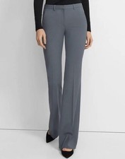 Theory Demitria Trouser Pants Wide Leg Gray Slate Wool Blend size 8 Blue Granite picture