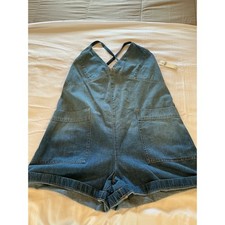 Anthropologie Pilcro Denim Romper Blue V-Neck Tie Back Shorts Overalls Small NEW picture