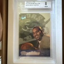 1998-99 Fleer Ultra Rookies Vince Carter #106P Platinum Medallion /66 (RC) BGS 8 picture