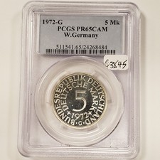1972-G Germany Federal Republic 5 Mark  .2251 ASW - PCGS PR 65 CAM - SKU-Q3845 picture