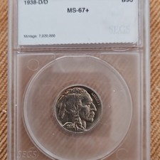 1938-D D/D Buffalo Nickel 5C SEGS MS-67+ Copper-Nickel KM#134 picture