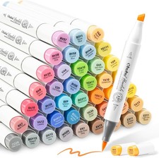 Ohuhu-Mid-tone Markers- 48 Color Alcohol Based Brush & Chisel Tips - Refillable picture