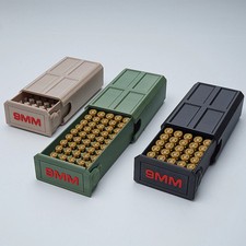 50 Round 9mm Ammo Box Pull Out Bullet Storage Case Tactical Range Tray Plastic picture