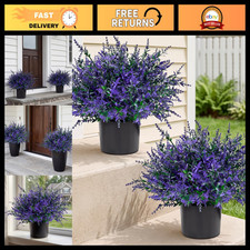 2 Set UV Resistant Artificial Lavender Topiary Trees - Faux Potted Plants for Ga picture