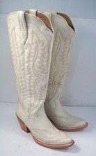 ARIAT WOMEN'S 9 B WHITE LEATHER TALL CASANOVA WESTERN BOOTS SNIP TOE picture