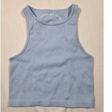 Aeropostale Seriously Soft Seamless Ribbed Crop Tank Top Blue Small picture